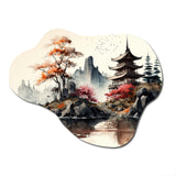 Watercolor Japenese Landscape I - Asymmetric Metal Wall Art