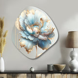 Chic Blue Blooming Flower I - Asymmetric Metal Wall Art