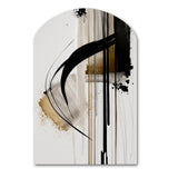 Black, White And Gold Expression I - Asymmetric Metal Wall Art