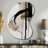 Black, White And Gold Expression I - Asymmetric Metal Wall Art