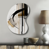 Black, White And Gold Expression I - Asymmetric Metal Wall Art