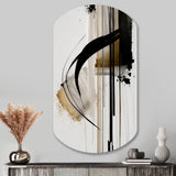 Black, White And Gold Expression I - Asymmetric Metal Wall Art