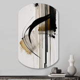 Black, White And Gold Expression I - Asymmetric Metal Wall Art