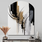 Black, White And Gold Expression II - Asymmetric Metal Wall Art