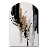 Black, White And Gold Expression II - Asymmetric Metal Wall Art