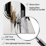 Black, White And Gold Expression II - Asymmetric Metal Wall Art