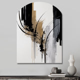 Black, White And Gold Expression II - Asymmetric Metal Wall Art