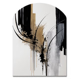 Black, White And Gold Expression II - Asymmetric Metal Wall Art