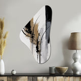 Black, White And Gold Expression II - Asymmetric Metal Wall Art