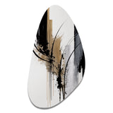 Black, White And Gold Expression II - Asymmetric Metal Wall Art