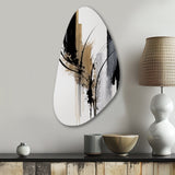 Black, White And Gold Expression II - Asymmetric Metal Wall Art