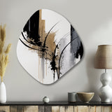 Black, White And Gold Expression II - Asymmetric Metal Wall Art