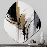 Black, White And Gold Expression II - Asymmetric Metal Wall Art