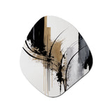 Black, White And Gold Expression II - Asymmetric Metal Wall Art