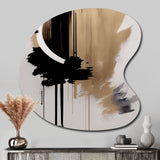 Black, White And Gold Expression III - Asymmetric Metal Wall Art