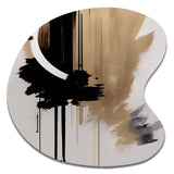 Black, White And Gold Expression III - Asymmetric Metal Wall Art