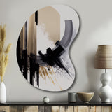 Black, White And Gold Expression IV - Asymmetric Metal Wall Art