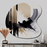 Black, White And Gold Expression IV - Asymmetric Metal Wall Art