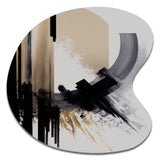 Black, White And Gold Expression IV - Asymmetric Metal Wall Art