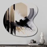 Black, White And Gold Expression IV - Asymmetric Metal Wall Art