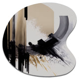 Black, White And Gold Expression IV - Asymmetric Metal Wall Art