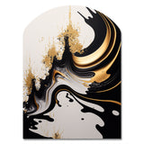 Black And Gold Wave - Asymmetric Metal Wall Art