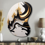 Black And Gold Wave - Asymmetric Metal Wall Art