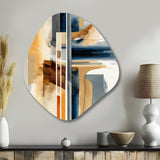 Modern Blue And Gold Abstract II - Asymmetric Metal Wall Art