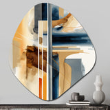 Modern Blue And Gold Abstract II - Asymmetric Metal Wall Art