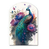 Cute Peacock Floral Art I - Asymmetric Metal Wall Art