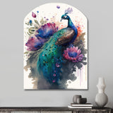 Cute Peacock Floral Art I - Asymmetric Metal Wall Art