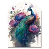 Cute Peacock Floral Art I - Asymmetric Metal Wall Art