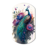 Cute Peacock Floral Art I - Asymmetric Metal Wall Art