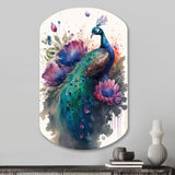 Cute Peacock Floral Art I - Asymmetric Metal Wall Art