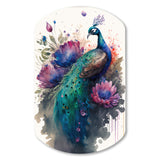 Cute Peacock Floral Art I - Asymmetric Metal Wall Art