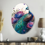 Cute Peacock Floral Art I - Asymmetric Metal Wall Art