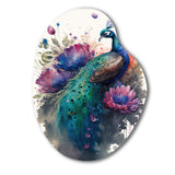 Cute Peacock Floral Art I - Asymmetric Metal Wall Art