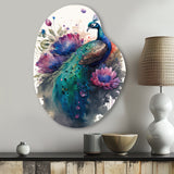 Cute Peacock Floral Art I - Asymmetric Metal Wall Art