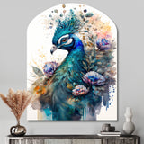 Cute Peacock Floral Art II - Asymmetric Metal Wall Art