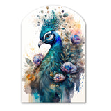 Cute Peacock Floral Art II - Asymmetric Metal Wall Art