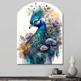 Cute Peacock Floral Art II - Asymmetric Metal Wall Art