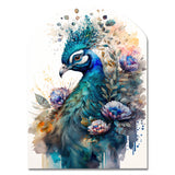 Cute Peacock Floral Art II - Asymmetric Metal Wall Art