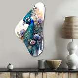 Cute Peacock Floral Art II - Asymmetric Metal Wall Art