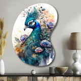 Cute Peacock Floral Art II - Asymmetric Metal Wall Art