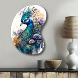 Cute Peacock Floral Art II - Asymmetric Metal Wall Art