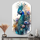 Cute Peacock Floral Art II - Asymmetric Metal Wall Art