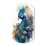 Cute Peacock Floral Art II - Asymmetric Metal Wall Art