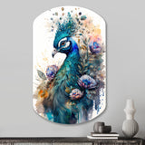 Cute Peacock Floral Art II - Asymmetric Metal Wall Art