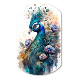 Cute Peacock Floral Art II - Asymmetric Metal Wall Art