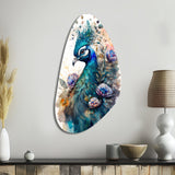 Cute Peacock Floral Art II - Asymmetric Metal Wall Art